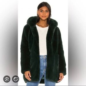 Apparis Green Faux Fur Coat